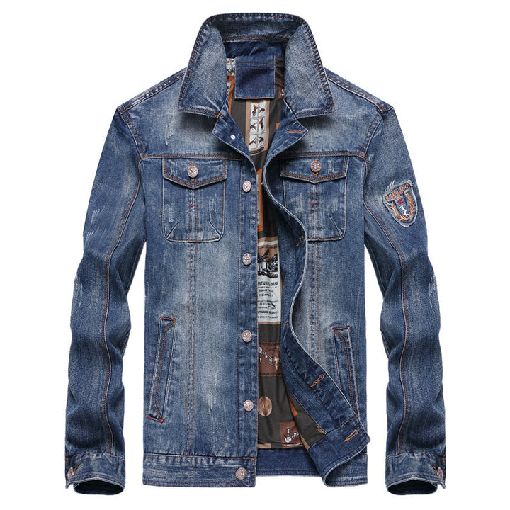 Herren Denimjacke im Vintage-Look mit kontrastierendem Innenfutter und Brusttaschen Drune