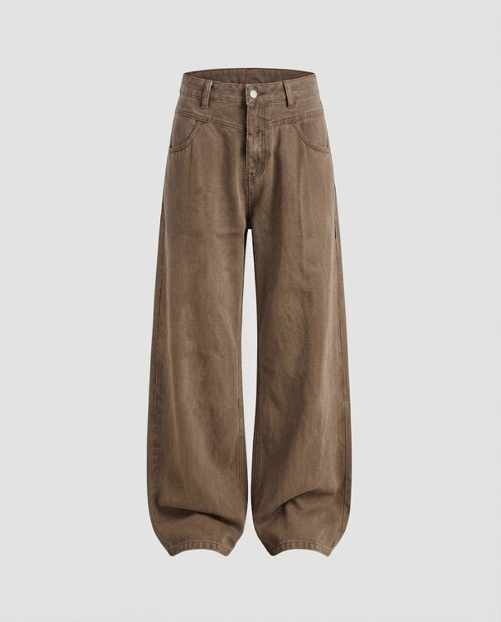 Damen Weit geschnittene Relaxed-Five-Pocket-Denimhose mit bodenlangem Saum Drune