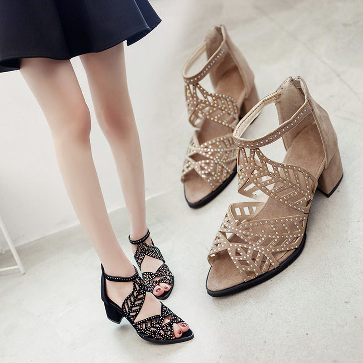 Damen Elegante Sandalen mit glamourösem Strassdetail und modischem Riemendesign Drune