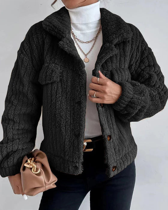 Drune | Klassische Herbst Dicke Jacke mit Revers und Knopf für Frauen