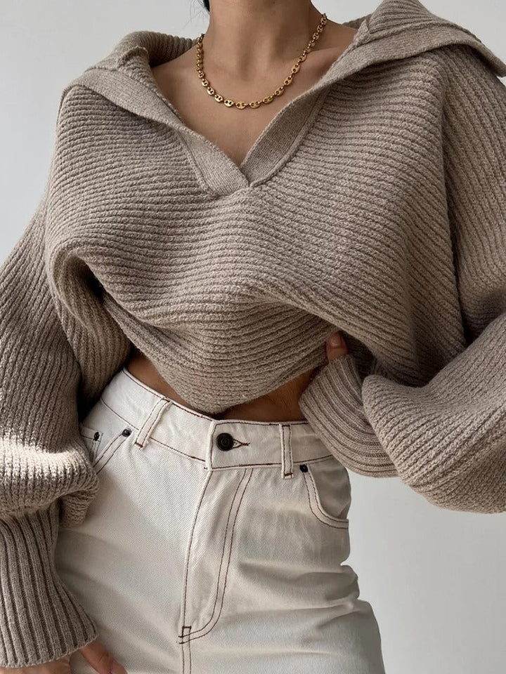 Drune | Strickpullover mit Laternenärmeln und offenem Kragen
