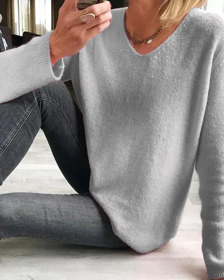 Drune | Einfacher Glatter Pullover mit Langen Ärmeln