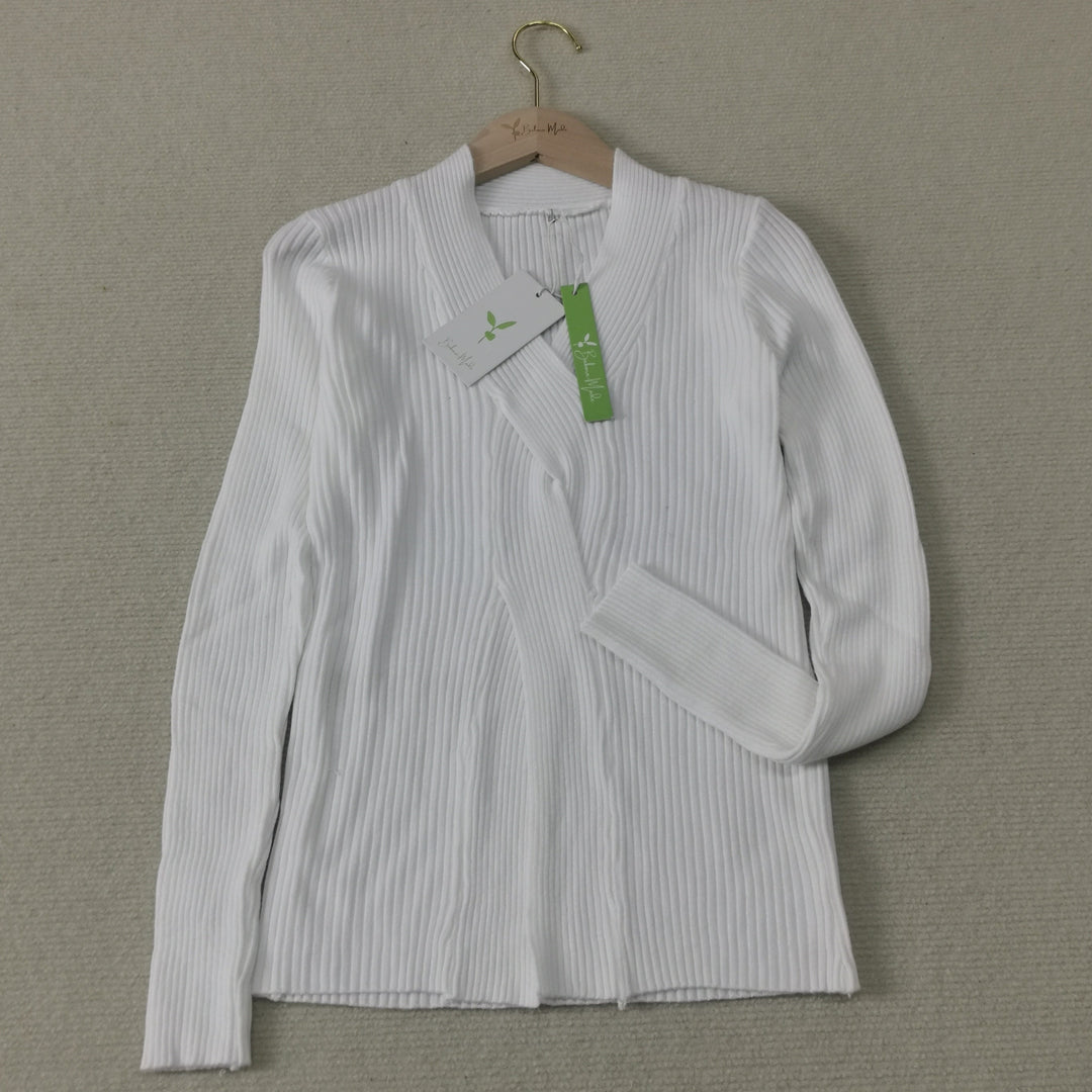 Drune | Weißer Pullover Aus Geripptem Material