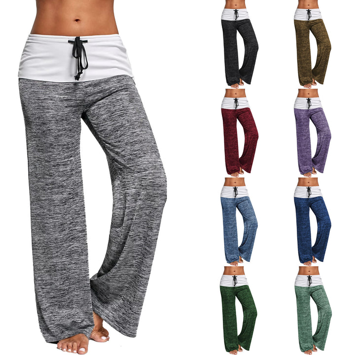 Damen Weiche Lounge-Hose mit weitem Bein und Umschlagbund Drune
