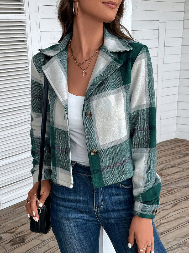 Drune | Karierte Knopfleiste Jacke - Klassisches Muster - Leichte Polyester Mischung - Lässiger Schicht-Look