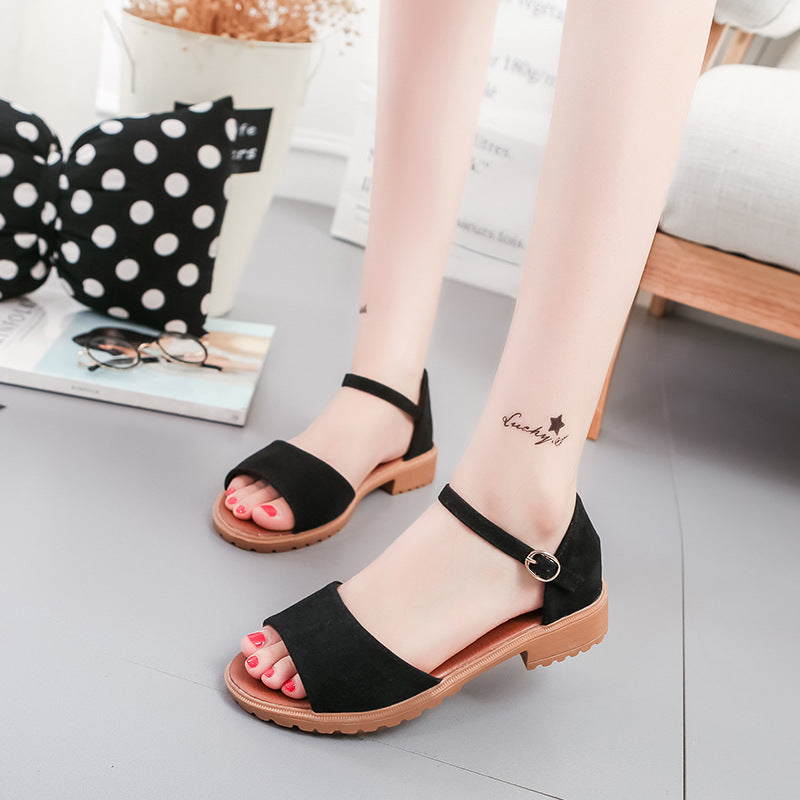 Damen nan Velours-Optik Sandalette mit geschlossener Fersenpartie, verstellbarem Knöchelriemen und profiliertem Gummisohlenabsatz Drune