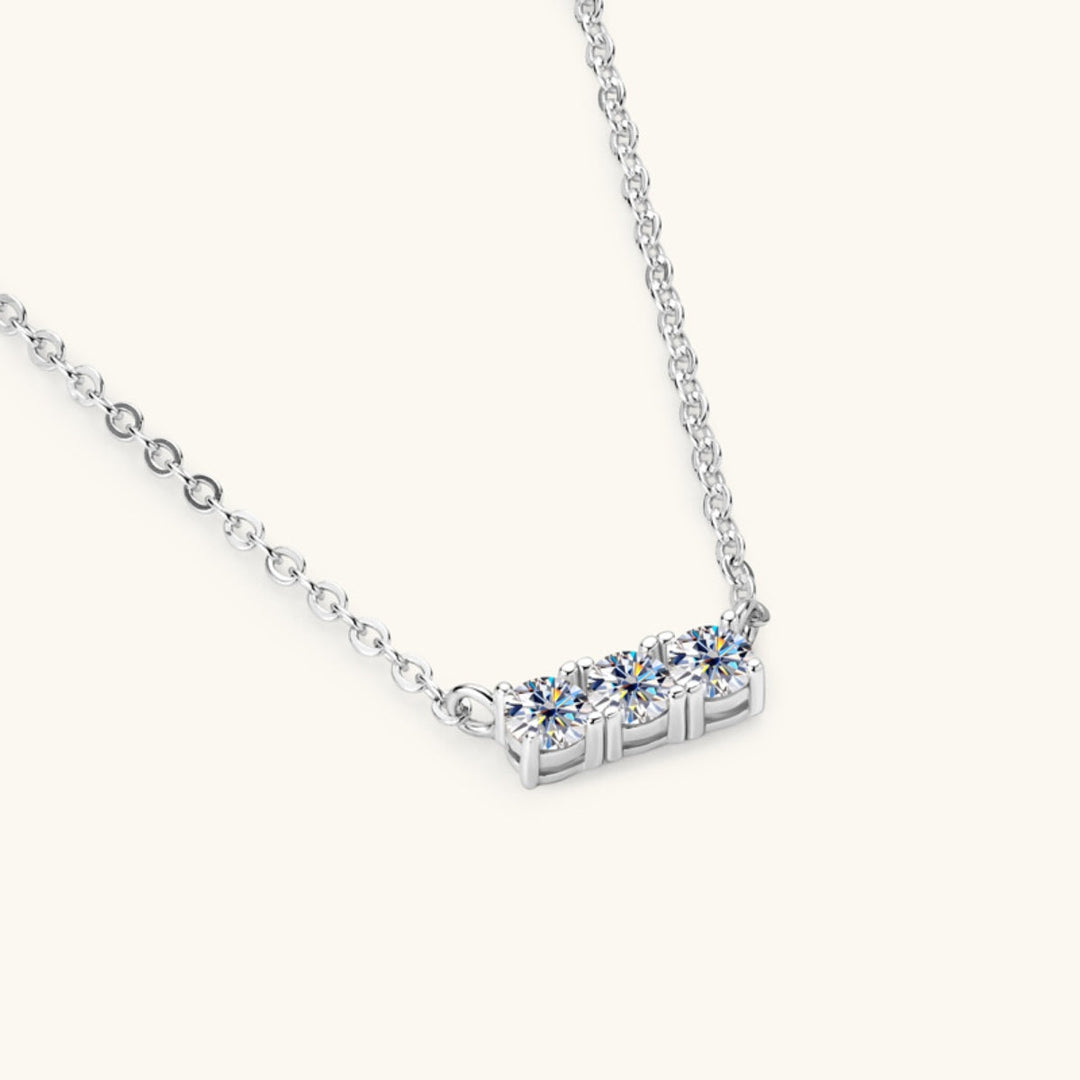 Drune | 925 Sterling Silber Eingelassene Moissanit Bar Halskette