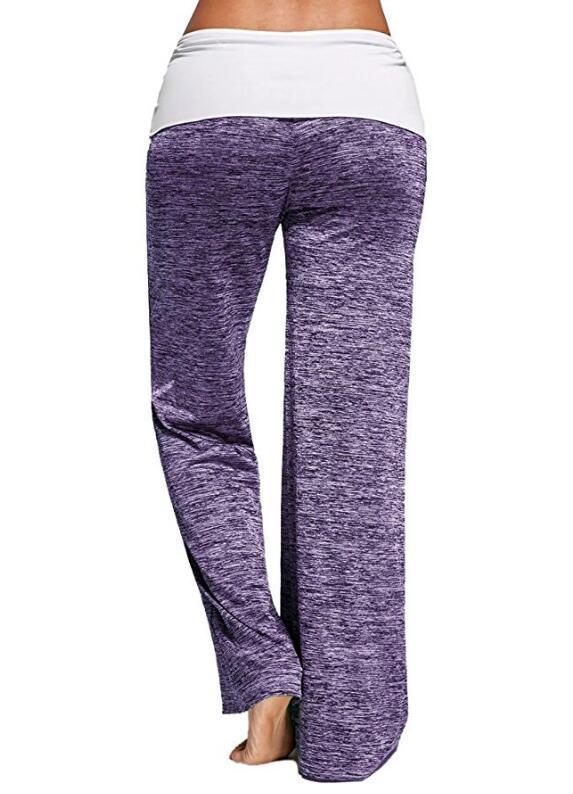 Damen Weiche Lounge-Hose mit weitem Bein und Umschlagbund Drune