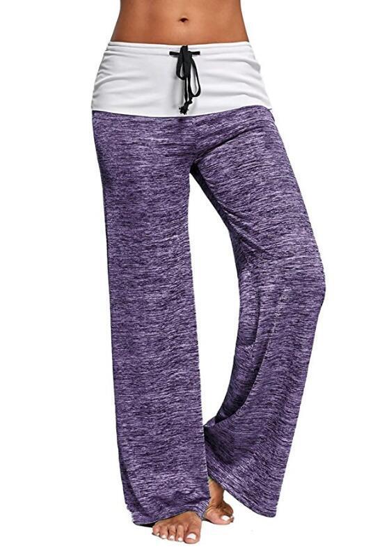 Damen Weiche Lounge-Hose mit weitem Bein und Umschlagbund Drune