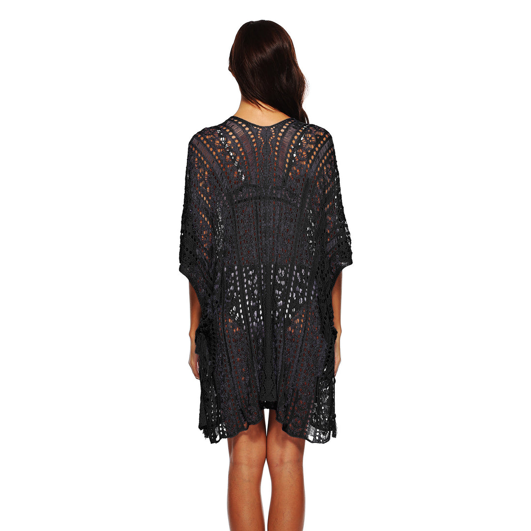 Damen lässiger Häkel-Kaftan mit stilvollem V-Ausschnitt Drune