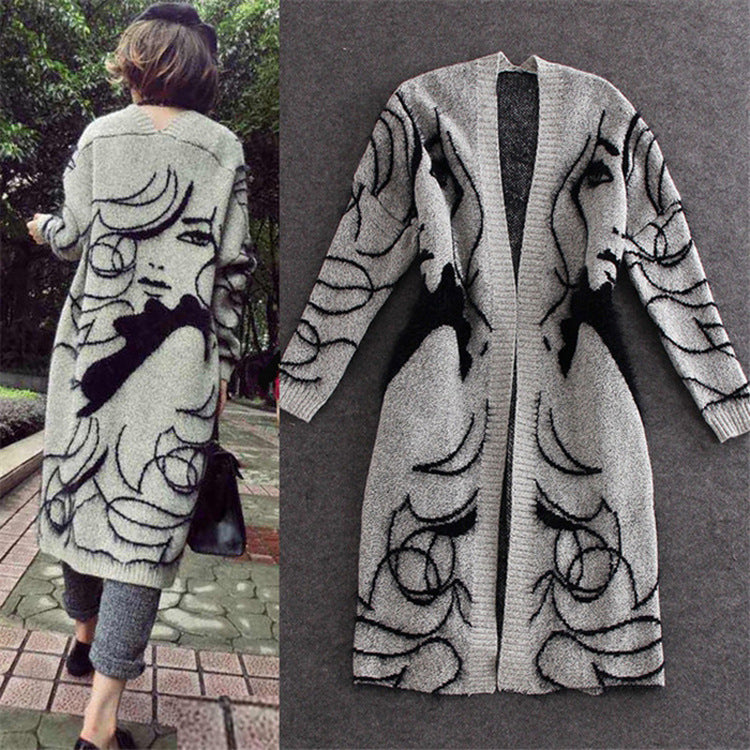 Damen Strickcardigan mit kunstvollem Muster und offenem Schnitt Drune