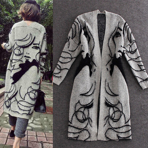Damen Strickcardigan mit kunstvollem Muster und offenem Schnitt Drune