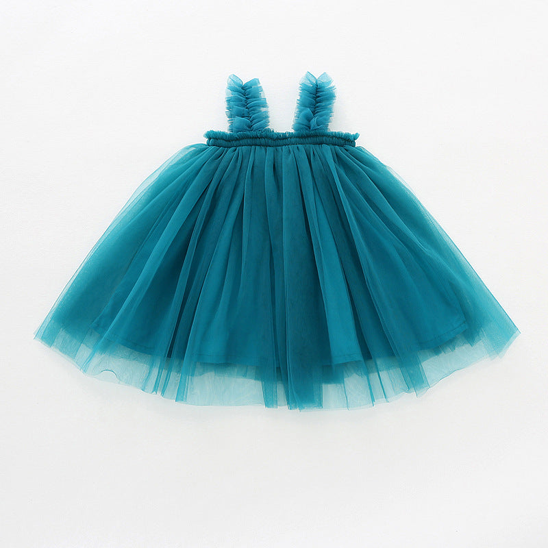 Mädchen Tüll Twirl Kleid mit Rüschen-Trägern Drune