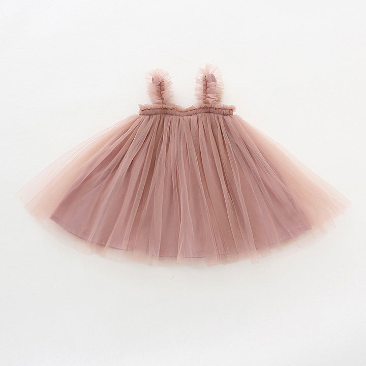Mädchen Tüll Twirl Kleid mit Rüschen-Trägern Drune