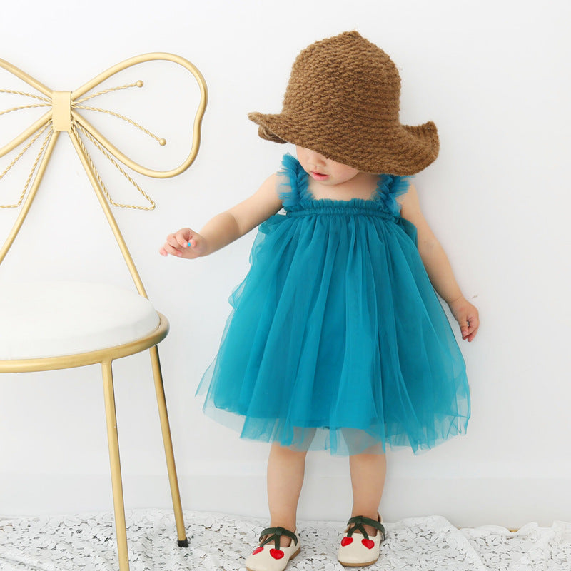 Mädchen Tüll Twirl Kleid mit Rüschen-Trägern Drune