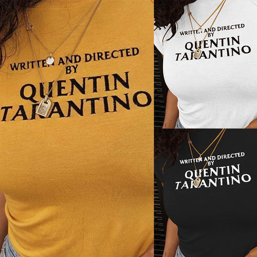 Damen T-Shirt mit kreativem Schriftzug und figurbetonter Passform Drune