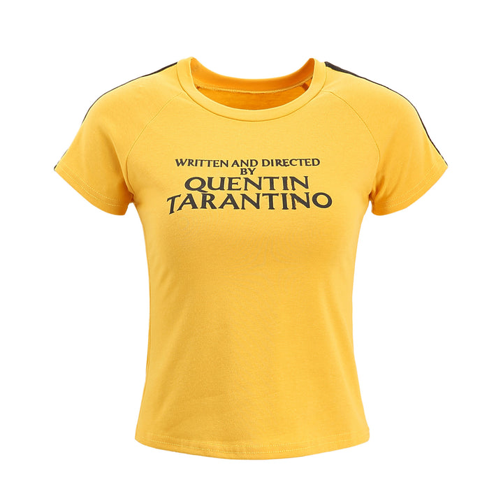 Damen T-Shirt mit kreativem Schriftzug und figurbetonter Passform Drune