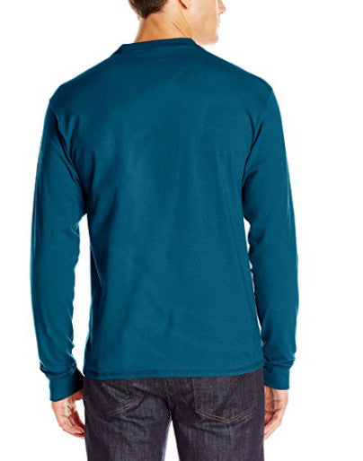 Herren Langarm-Henleyshirt mit Rundhalsausschnitt und dekorativer Knopfleiste Drune