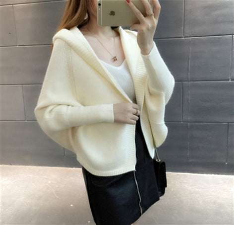 Damen kuschelige Strickjacke mit Kapuze und weitem Schnitt Drune