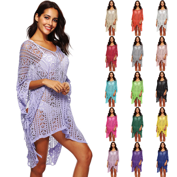 Damen lässiger Häkel-Kaftan mit stilvollem V-Ausschnitt Drune