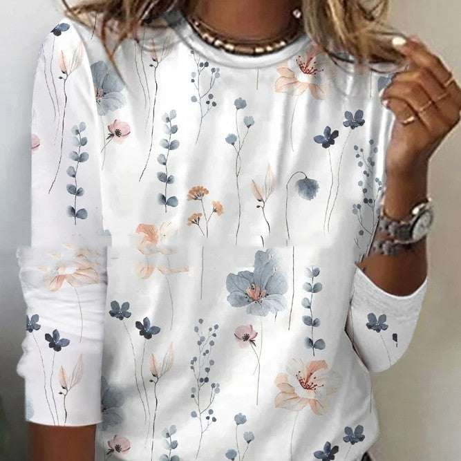 Drune | T-shirt Mit Blumendruck Und Rundhalsausschnitt Für Den Frühling