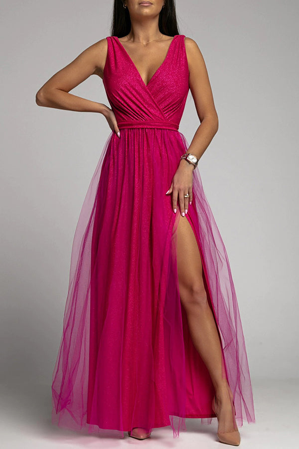 Drune | It'S My Day Light Tulle Schlitz Maxi Kleid
