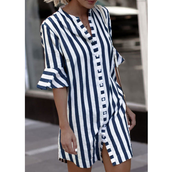 Damen Kurzarm-Kleid Drune