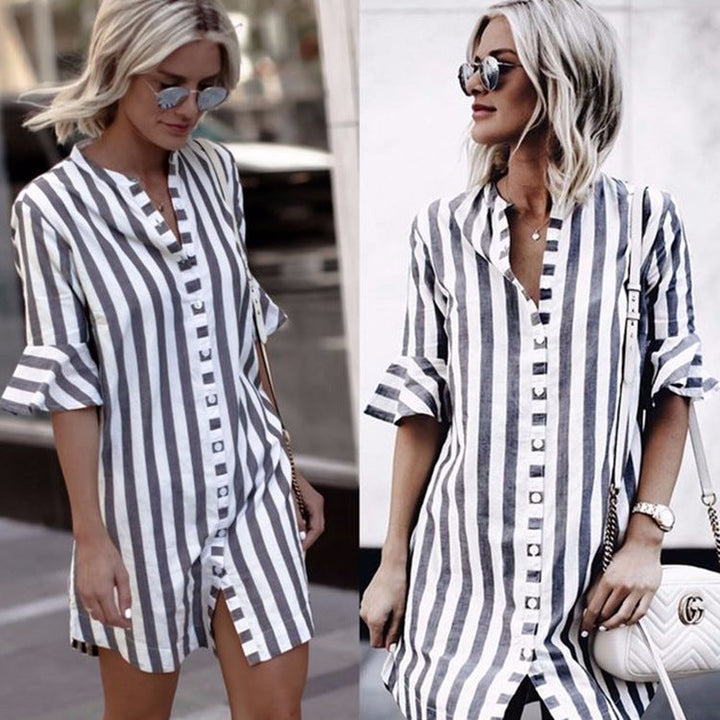 Damen Kurzarm-Kleid Drune