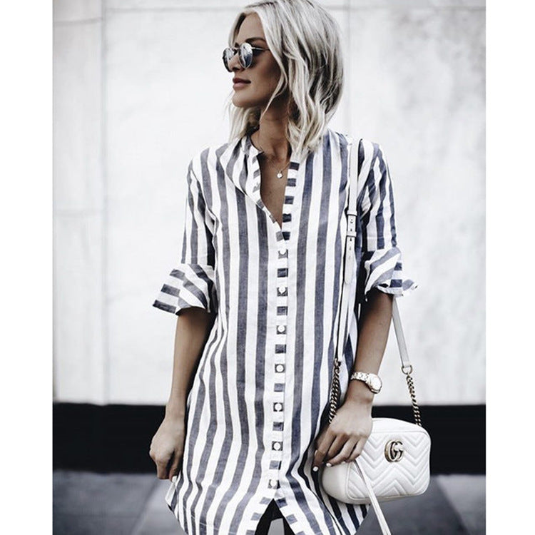 Damen Kurzarm-Kleid Drune