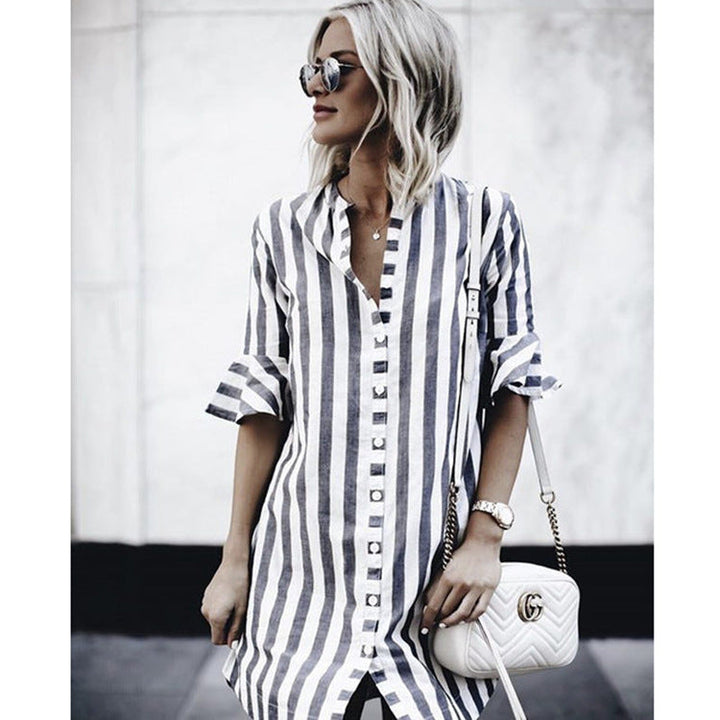 Damen Kurzarm-Kleid Drune