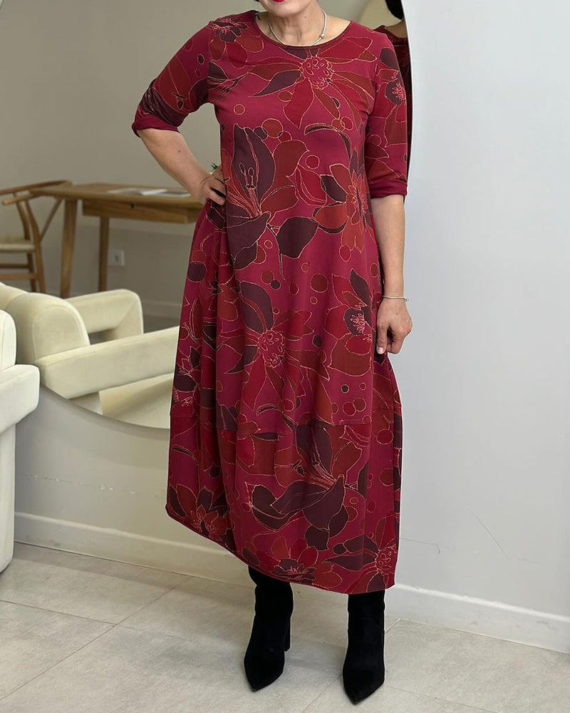 Drune | Kleid mit Blumendruck und Rundhalsausschnitt