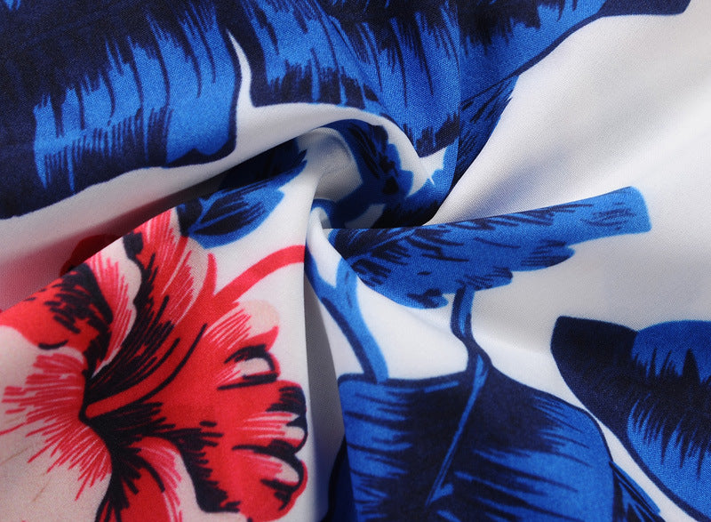 Damen Swing-Kleid mit floralen Motiven und elastischem Taillengürtel Drune