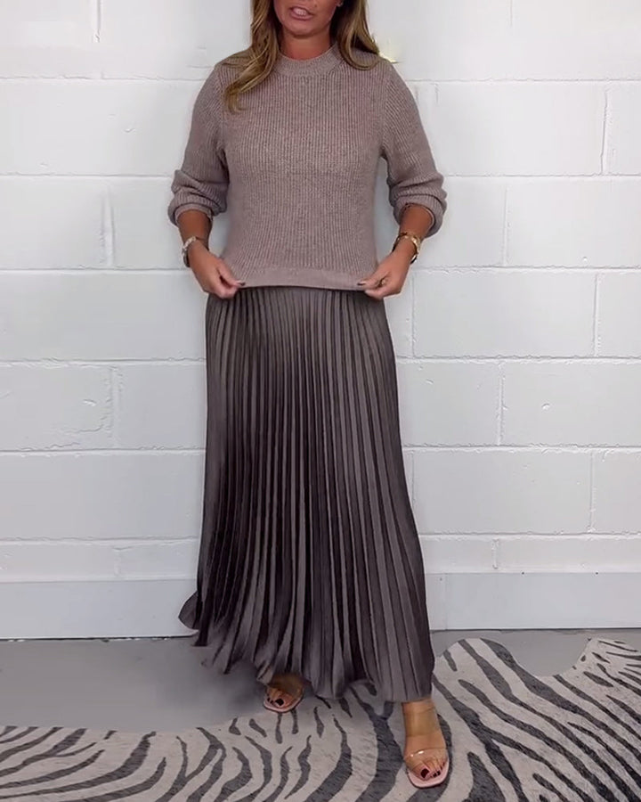 Drune | Lässiges Kontrastfarbenes Kleid mit Patchwork und Plissee