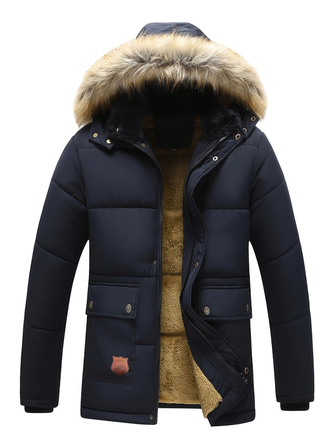 Drune | Winter fleece-lined polyester hooded casual jacket for men - Ideal for autumn/winter