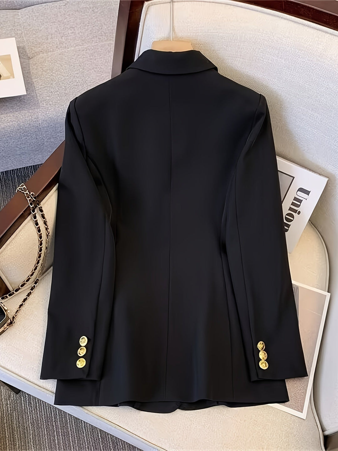 Drune | Eleganter Business Slim Blazer mit goldenen Knöpfen Ideal für alle Jahreszeiten