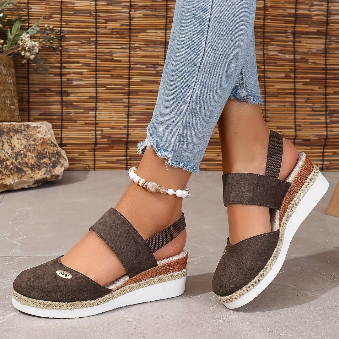 Drune | Damen Sandalen Auf Plattform: Rutschfest, Geschlossene Zehe, Elastischer Riemen