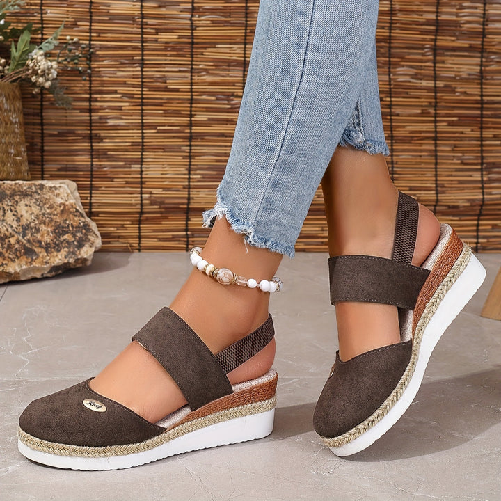 Drune | Damen Sandalen Auf Plattform: Rutschfest, Geschlossene Zehe, Elastischer Riemen