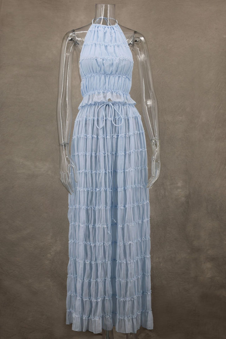 Drune | Neckholder Spitzenweste langes Kleid Set