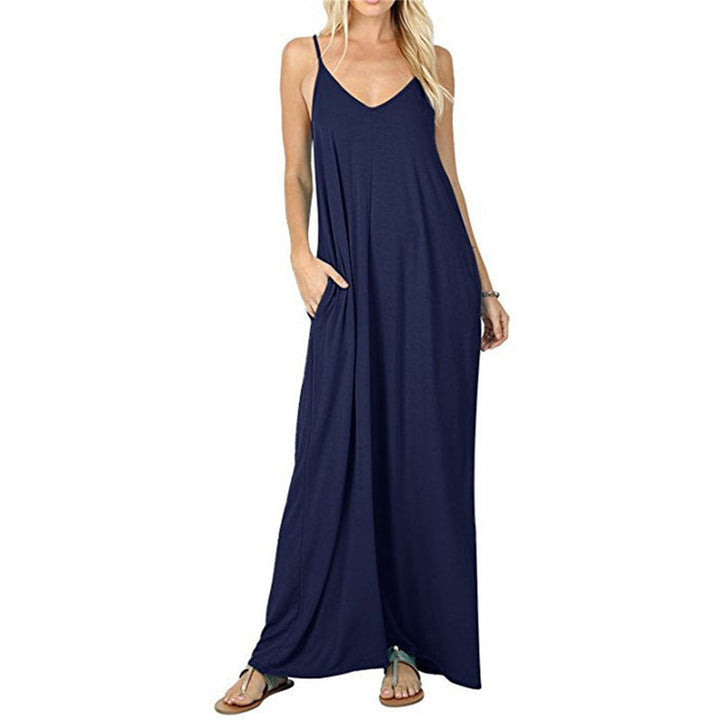 Damen Maxikleid mit verstellbaren Trägern und seitlichen Taschen Drune