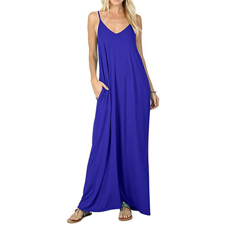 Damen Maxikleid mit verstellbaren Trägern und seitlichen Taschen Drune
