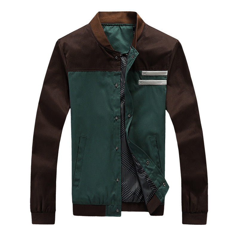Herren College-Bomberjacke mit Druckknopfleiste, Kontrastbesatz und leichtem Innenfutter Drune
