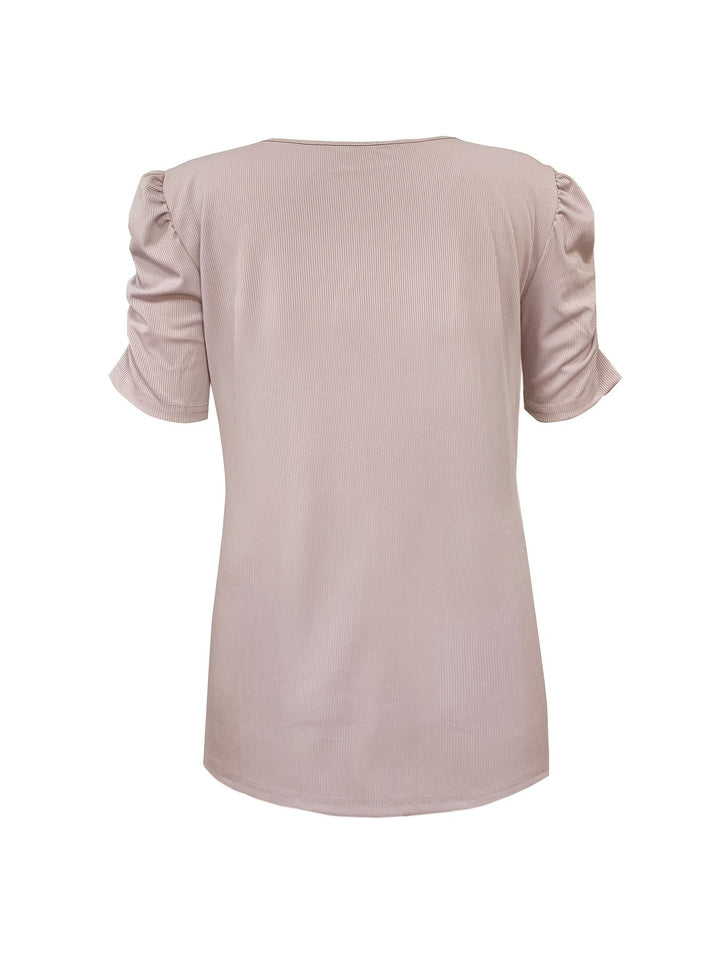 Drune | Elegantes Geripptes V-Ausschnitt T-Shirt für Damen