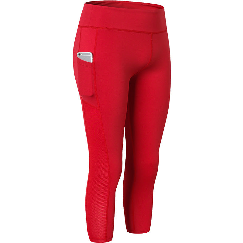 Damen Sportliche Kompressionsleggings mit funktionalen Seitentaschen und hohem Bund Drune