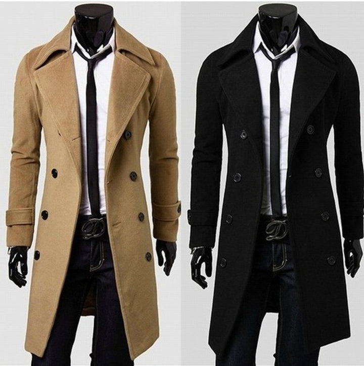 Herren nan eleganter doppelreihiger Mantel mit schmaler Taillierung und breitem Revers Drune