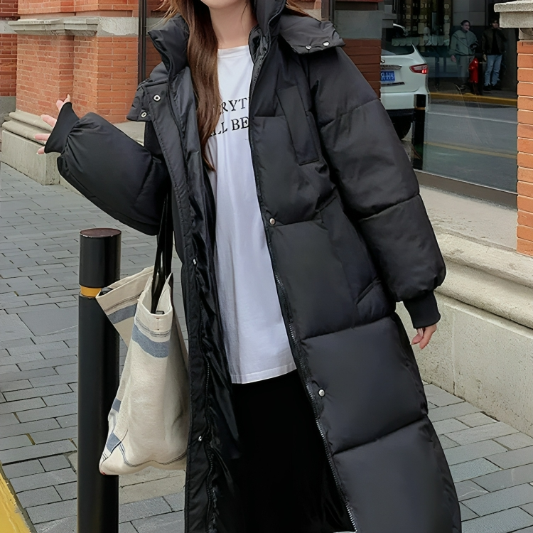 Drune | Lange Daunenjacke mit Kapuze für Frauen Ideal für Herbst Winter
