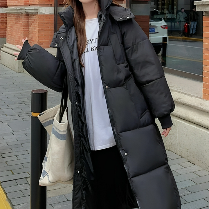 Drune | Lange Daunenjacke mit Kapuze für Frauen Ideal für Herbst Winter