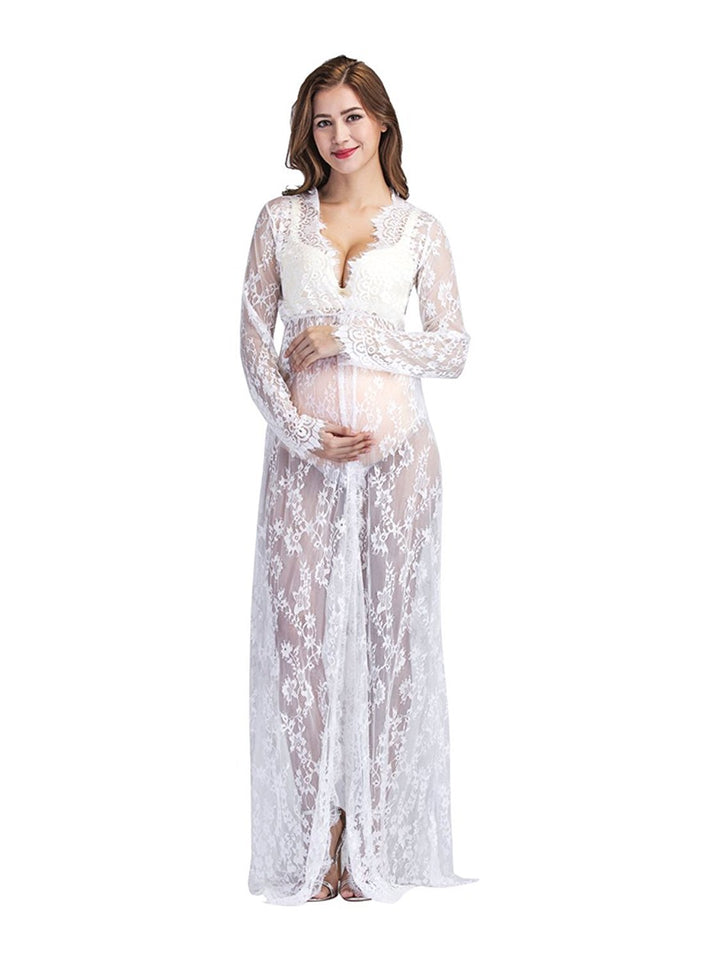 Damen Schwangerschaft Spitzen Kimono Robe Drune