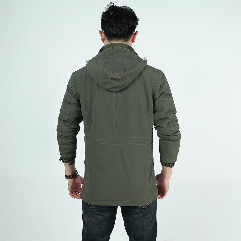 Herren Fieldjacke mit Mesh-Innenfutter, Kapuze und Multifunktions‑Taschen Drune