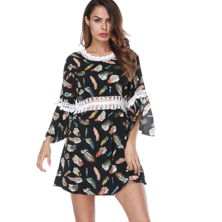 Damen Häkel-Strandkleid mit eleganter Spitzenverzierung Drune