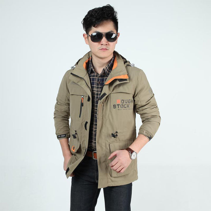 Herren Fieldjacke mit Mesh-Innenfutter, Kapuze und Multifunktions‑Taschen Drune
